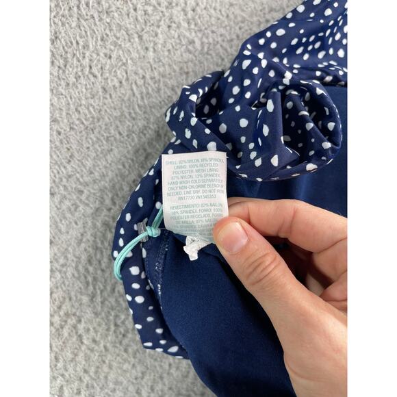 Kona Sol One Piece Swimsuit Women 18 Blue Polka Dot Padded Ruffle Adj Straps NWT - Picture 7 of 10